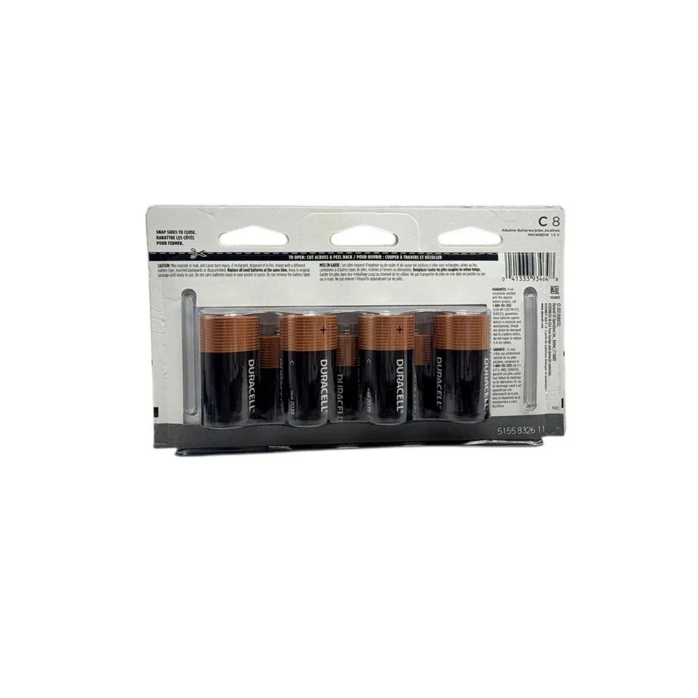 Duracell MN14R8DW‎ CopperTop Alkaline C Batteries 8 Pack for Household & Office